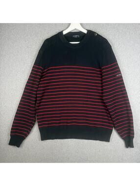 Saint James L'Atelier Men's Size XL Red Black Pullover Crewneck Sweater France